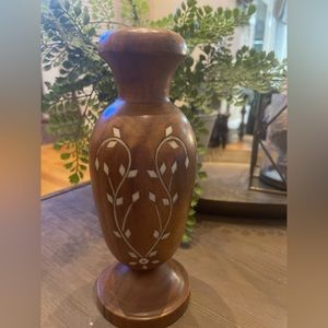 Morrocan wooden base – hand carved – 10 inch – inlaid inlay florals